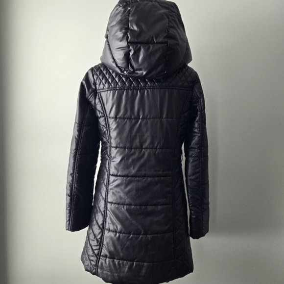 Mossimo Women's Long Black Hooded Puffer‎ Coat Small - Picture 3 of 16